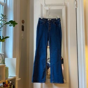We The Free Women Blue High Rise Flare Button Fly Jeans Size 30